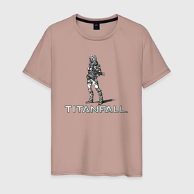 Мужская футболка хлопок с принтом TITANFALL PENCIL ART (титанфолл) в Петрозаводске, 100% хлопок | прямой крой, круглый вырез горловины, длина до линии бедер, слегка спущенное плечо. | fall | titan | titanfall | робот | титан | титанфол