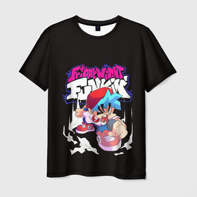 Мужская футболка 3D с принтом Friday Night Funkin Boyfrend в Петрозаводске, 100% полиэфир | прямой крой, круглый вырез горловины, длина до линии бедер | boyfrend | friday | funkin | night | бойфренд | девушка | игра | рэп