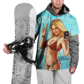 Накидка на куртку 3D с принтом GTA Beach girl в Екатеринбурге, 100% полиэстер |  | beach | blondie | girl | gta | gta 5 | ifruit | phone | блондинка | гта | гта 5 | девушка | купальник | пляж | телефон