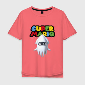 Мужская футболка хлопок Oversize с принтом Blooper   Super Mario   Nintendo   Video game в Курске, 100% хлопок | свободный крой, круглый ворот, “спинка” длиннее передней части | blooper | calmar | eyes | nintendo | super mario | video game | видеоигра | глаза | кальмар | нинтендо | супер марио