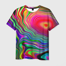 Мужская футболка 3D с принтом Expressive pattern   Neon в Петрозаводске, 100% полиэфир | прямой крой, круглый вырез горловины, длина до линии бедер | color | expressive | fashion | neon | pattern | vanguard | авангард | мода | неон | узор | цвет | экспрессия