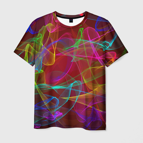 Мужская футболка 3D с принтом Color neon pattern   Vanguard в Петрозаводске, 100% полиэфир | прямой крой, круглый вырез горловины, длина до линии бедер | abstraction | color | fashion | neon | pattern | vanguard | абстрацция | авангард | мода | неон | узор | цвет