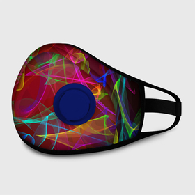 Маска из неопрена с принтом Color neon pattern   Vanguard в Ханты-Майнсийске, неопрен 100% | Форма огибающая нос. Резинки для ушей с дополнительной резинкой на затылке. Клапан для выдоха для активного дыхания при занятиях спортом. Эластичный материал маски и окантовки для лучшего растяжения и прилегания маски.  | abstraction | color | fashion | neon | pattern | vanguard | абстрацция | авангард | мода | неон | узор | цвет