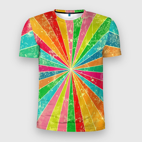 Мужская футболка 3D Slim с принтом Геометрический паттерн   Retro , 100% полиэстер с улучшенными характеристиками | приталенный силуэт, круглая горловина, широкие плечи, сужается к линии бедра | color | geometric | retro | геометрия | паттерн | ретро | узор | цвет