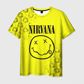 Мужская футболка 3D с принтом NIRVANA (лого) в Петрозаводске, 100% полиэфир | прямой крой, круглый вырез горловины, длина до линии бедер | nirvana | альтернативный рок | группа | курт кобейн | лого | логотип | логотип нирвана | музыка | нирвана | песни | рок