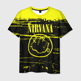 Мужская футболка 3D с принтом NIRVANA (гранж) в Новосибирске, 100% полиэфир | прямой крой, круглый вырез горловины, длина до линии бедер | nirvana | альтернативный рок | гранж | группа | курт кобейн | логотип нирвана | музыка | нирвана | песни | рок