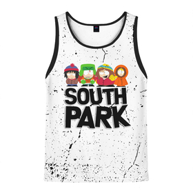 Мужская майка 3D с принтом Южный парк мультфильм   персонажи South Park в Курске, 100% полиэстер | круглая горловина, приталенный силуэт, длина до линии бедра. Пройма и горловина окантованы тонкой бейкой | eric | kenny | kyle | south park | stanley | кайл | кенни | мультфильм | саус парк | сауспарк | сериал | стэн | эрик | южный парк