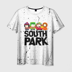 Мужская футболка 3D с принтом Южный парк мультфильм   персонажи South Park , 100% полиэфир | прямой крой, круглый вырез горловины, длина до линии бедер | eric | kenny | kyle | south park | stanley | кайл | кенни | мультфильм | саус парк | сауспарк | сериал | стэн | эрик | южный парк