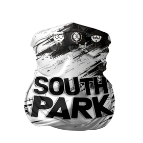 Бандана-труба 3D с принтом Южный парк   персонажи  и логотип South Park в Тюмени, 100% полиэстер, ткань с особыми свойствами — Activecool | плотность 150‒180 г/м2; хорошо тянется, но сохраняет форму | eric | kenny | kyle | south park | stanley | кайл | кенни | мультфильм | саус парк | сауспарк | сериал | стэн | эрик | южный парк
