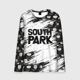 Мужской лонгслив 3D с принтом Южный парк   персонажи  и логотип South Park в Курске, 100% полиэстер | длинные рукава, круглый вырез горловины, полуприлегающий силуэт | eric | kenny | kyle | south park | stanley | кайл | кенни | мультфильм | саус парк | сауспарк | сериал | стэн | эрик | южный парк