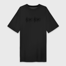 Платье-футболка хлопок с принтом Си Си Черная в Тюмени,  |  | грудь | музыка | музыкант | музыканты | нота | ноты | сиси