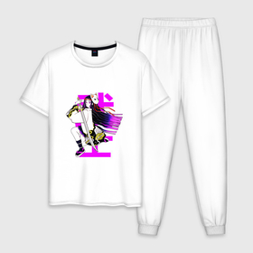 Мужская пижама хлопок с принтом СМЕЛАЯ ДЕВУШКА САМУРАЙ в Тюмени, 100% хлопок | брюки и футболка прямого кроя, без карманов, на брюках мягкая резинка на поясе и по низу штанин
 | brave | girl | japanese | ninja | samurai | sword | девушка | меч | ниндзя | самурай | смелая | японка
