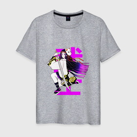 Мужская футболка хлопок с принтом СМЕЛАЯ ДЕВУШКА САМУРАЙ в Кировске, 100% хлопок | прямой крой, круглый вырез горловины, длина до линии бедер, слегка спущенное плечо. | brave | girl | japanese | ninja | samurai | sword | девушка | меч | ниндзя | самурай | смелая | японка