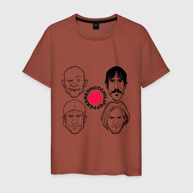 Мужская футболка хлопок с принтом RHCP 4 face в Новосибирске, 100% хлопок | прямой крой, круглый вырез горловины, длина до линии бедер, слегка спущенное плечо. | anthony kiedis | chad smith | dave navarro | faces | john frusciante | peppers | red hot chili peppers | rhcp | джон фрусцианте | дэйв наваро | красный острый перец чили | лица | перцы | чад смит | энтони кидис