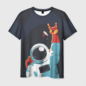 Мужская футболка 3D с принтом Космос. Поехали в Петрозаводске, 100% полиэфир | прямой крой, круглый вырез горловины, длина до линии бедер | астронавт | галактика | звезды | космонавт | космос | планеты