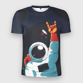 Мужская футболка 3D Slim с принтом Космос. Поехали в Екатеринбурге, 100% полиэстер с улучшенными характеристиками | приталенный силуэт, круглая горловина, широкие плечи, сужается к линии бедра | астронавт | галактика | звезды | космонавт | космос | планеты