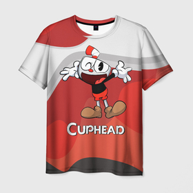 Мужская футболка 3D с принтом Cuphead веселая красная чашечка в Курске, 100% полиэфир | прямой крой, круглый вырез горловины, длина до линии бедер | cuphead | cupheadshow | игра чашки | капхед | капхэд | нетфликс | чашечки | чашка | чашки | шоу | шоу чашечка