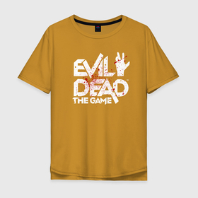 Мужская футболка хлопок Oversize с принтом Logo Evil Dead in the blood в Новосибирске, 100% хлопок | свободный крой, круглый ворот, “спинка” длиннее передней части | ash | evil dead | game | necronomicon | the evil dead | зловещие мертвецы | игра | мертвецы | некрономикон | хоррор | эш