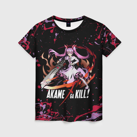 Женская футболка 3D с принтом Опасная Майн Убийца Акамэ в Курске, 100% полиэфир ( синтетическое хлопкоподобное полотно) | прямой крой, круглый вырез горловины, длина до линии бедер | akame | akame ga kill | anime | mine | акамэ | аниме | анимэ | майн