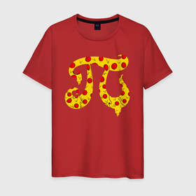 Мужская футболка хлопок с принтом ПИ   пицца , 100% хлопок | прямой крой, круглый вырез горловины, длина до линии бедер, слегка спущенное плечо. | dish | fast food | food | pizza | products | алгебра | блюдо | еда | математика | п | пи | пица | пицца | продукты | фастфуд