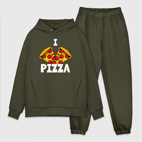 Мужской костюм хлопок OVERSIZE с принтом Я люблю пиццу (2 слайса) в Петрозаводске,  |  | dish | fast food | food | pizza | products | блюдо | еда | пица | пицца | продукты | фастфуд