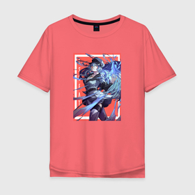 Мужская футболка хлопок Oversize с принтом Эсдэт арт в Петрозаводске, 100% хлопок | свободный крой, круглый ворот, “спинка” длиннее передней части | akame | akame ga kill | anime | esdeath | акамэ | аниме | анимэ | эсдэт