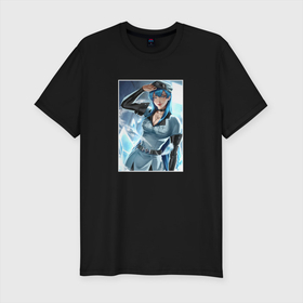 Мужская футболка хлопок Slim с принтом Esdeath art в Белгороде, 92% хлопок, 8% лайкра | приталенный силуэт, круглый вырез ворота, длина до линии бедра, короткий рукав | akame | akame ga kill | anime | esdeath | акамэ | аниме | анимэ | эсдэт