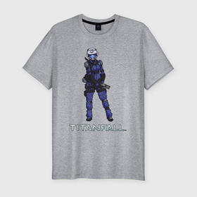 Мужская футболка хлопок Slim с принтом TITANFALL SOLDIER (титанфолл) в Петрозаводске, 92% хлопок, 8% лайкра | приталенный силуэт, круглый вырез ворота, длина до линии бедра, короткий рукав | fall | titan | titanfall | робот | титан | титанфол