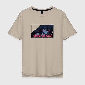 Мужская футболка хлопок Oversize с принтом Взгляд Акамэ в Петрозаводске, 100% хлопок | свободный крой, круглый ворот, “спинка” длиннее передней части | akame | akame ga kill | anime | акамэ | аниме | анимэ
