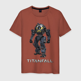 Мужская футболка хлопок с принтом TITANFALL ROBOT ART (титанфолл) в Петрозаводске, 100% хлопок | прямой крой, круглый вырез горловины, длина до линии бедер, слегка спущенное плечо. | fall | titan | titanfall | робот | титан | титанфол