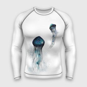 Мужской рашгард 3D с принтом Космические медузы ,  |  | Тематика изображения на принте: акварель | вселенная | животное | космос | медуза