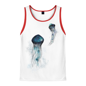Мужская майка 3D с принтом Космические медузы в Белгороде, 100% полиэстер | круглая горловина, приталенный силуэт, длина до линии бедра. Пройма и горловина окантованы тонкой бейкой | Тематика изображения на принте: акварель | вселенная | животное | космос | медуза