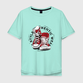 Мужская футболка хлопок Oversize с принтом В кедах по жизни в Тюмени, 100% хлопок | свободный крой, круглый ворот, “спинка” длиннее передней части | кеды | конверсия | кроссовки | мерч | спорт | тинейджер