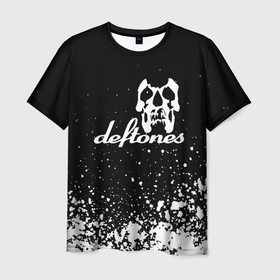 Мужская футболка 3D с принтом deftones   череп в Тюмени, 100% полиэфир | прямой крой, круглый вырез горловины, длина до линии бедер | Тематика изображения на принте: deftones | hard rock | hip hop | lyrics | metal | music | pop | rock | warner records | рок
