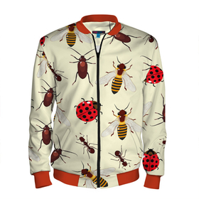 Мужской бомбер 3D с принтом НАСЕКОМЫЕ БОЖЬИ КОРОВКИ ЖУКИ МУРАВЬИ ПЧЕЛЫ в Екатеринбурге, 100% полиэстер | застегивается на молнию, по бокам два кармана без застежек, по низу бомбера и на воротнике - эластичная резинка | ant bee | beetle | insect | ladybug | божья коровка | жук | муравей пчела | насекомое