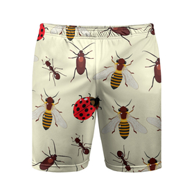 Мужские шорты спортивные с принтом НАСЕКОМЫЕ БОЖЬИ КОРОВКИ ЖУКИ МУРАВЬИ ПЧЕЛЫ ,  |  | ant bee | beetle | insect | ladybug | божья коровка | жук | муравей пчела | насекомое