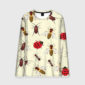 Мужской лонгслив 3D с принтом НАСЕКОМЫЕ БОЖЬИ КОРОВКИ ЖУКИ МУРАВЬИ ПЧЕЛЫ в Новосибирске, 100% полиэстер | длинные рукава, круглый вырез горловины, полуприлегающий силуэт | ant bee | beetle | insect | ladybug | божья коровка | жук | муравей пчела | насекомое