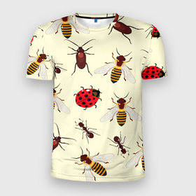 Мужская футболка 3D Slim с принтом НАСЕКОМЫЕ БОЖЬИ КОРОВКИ ЖУКИ МУРАВЬИ ПЧЕЛЫ в Санкт-Петербурге, 100% полиэстер с улучшенными характеристиками | приталенный силуэт, круглая горловина, широкие плечи, сужается к линии бедра | Тематика изображения на принте: ant bee | beetle | insect | ladybug | божья коровка | жук | муравей пчела | насекомое