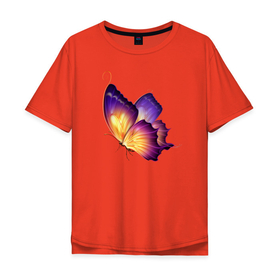 Мужская футболка хлопок Oversize с принтом Красивая бабочка (A very beautiful butterfly) в Екатеринбурге, 100% хлопок | свободный крой, круглый ворот, “спинка” длиннее передней части | beautiful | butterfly | very | бабочка | красивая | очень