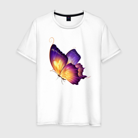 Мужская футболка хлопок с принтом Красивая бабочка (A very beautiful butterfly) в Екатеринбурге, 100% хлопок | прямой крой, круглый вырез горловины, длина до линии бедер, слегка спущенное плечо. | beautiful | butterfly | very | бабочка | красивая | очень