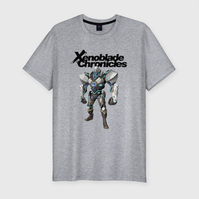 Мужская футболка хлопок Slim с принтом Xenoblade Chronicles   Nintendo   Video Game , 92% хлопок, 8% лайкра | приталенный силуэт, круглый вырез ворота, длина до линии бедра, короткий рукав | hero | nintendo | video game | xenoblade chronicles | видеоигра | герой | нинтендо | хроники ксеноблейда