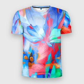 Мужская футболка 3D Slim с принтом Fashion floral pattern в Новосибирске, 100% полиэстер с улучшенными характеристиками | приталенный силуэт, круглая горловина, широкие плечи, сужается к линии бедра | color | fashion | flowers | pattern | мода | узор | цвет | цветы
