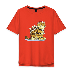 Мужская футболка хлопок Oversize с принтом Super Mario   Вымышленный персонаж   Tiger , 100% хлопок | свободный крой, круглый ворот, “спинка” длиннее передней части | eyes | hero | muzzle | paws | tail | tiger | video game | видеоигра | глаза | лапы | мордочка | персонаж | супер марио | тигр | хвост