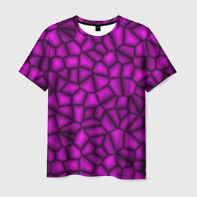Мужская футболка 3D с принтом ТЕКСТУРА ФИОЛЕТОВЫЙ КАМЕНЬ в Кировске, 100% полиэфир | прямой крой, круглый вырез горловины, длина до линии бедер | 3д | камень | нерн | плиты | текстура | фиолетовый