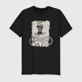 Мужская футболка хлопок Slim с принтом Bike punk кошечка в Екатеринбурге, 92% хлопок, 8% лайкра | приталенный силуэт, круглый вырез ворота, длина до линии бедра, короткий рукав | Тематика изображения на принте: 