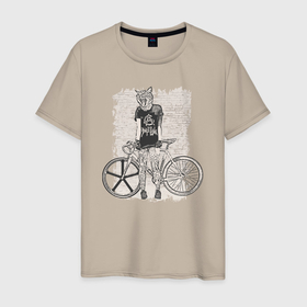 Мужская футболка хлопок с принтом Bike punk кошечка в Екатеринбурге, 100% хлопок | прямой крой, круглый вырез горловины, длина до линии бедер, слегка спущенное плечо. | Тематика изображения на принте: 
