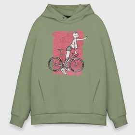 Мужское худи Oversize хлопок с принтом Bike punk cats в Санкт-Петербурге, френч-терри — 70% хлопок, 30% полиэстер. Мягкий теплый начес внутри —100% хлопок | боковые карманы, эластичные манжеты и нижняя кромка, капюшон на магнитной кнопке | Тематика изображения на принте: 