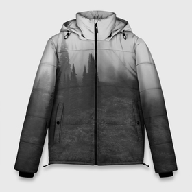 Мужская зимняя куртка 3D с принтом Туманный лес   туман в Белгороде, верх — 100% полиэстер; подкладка — 100% полиэстер; утеплитель — 100% полиэстер | длина ниже бедра, свободный силуэт Оверсайз. Есть воротник-стойка, отстегивающийся капюшон и ветрозащитная планка. 

Боковые карманы с листочкой на кнопках и внутренний карман на молнии. | forest | деревья | дым | лес | мрачный лес | природа | туман | туманный лес
