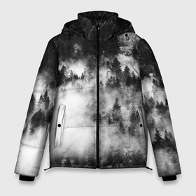 Мужская зимняя куртка 3D с принтом Мрачный лес   туман в Тюмени, верх — 100% полиэстер; подкладка — 100% полиэстер; утеплитель — 100% полиэстер | длина ниже бедра, свободный силуэт Оверсайз. Есть воротник-стойка, отстегивающийся капюшон и ветрозащитная планка. 

Боковые карманы с листочкой на кнопках и внутренний карман на молнии. | forest | деревья | дым | лес | мрачный лес | природа | туман | туманный лес