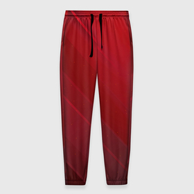 Мужские брюки 3D с принтом Полосы На красном Фоне в Петрозаводске, 100% полиэстер | манжеты по низу, эластичный пояс регулируется шнурком, по бокам два кармана без застежек, внутренняя часть кармана из мелкой сетки | red | red   dark stripes | stripes | красно   темные полосы | красный | полоски | полосы по диагонали